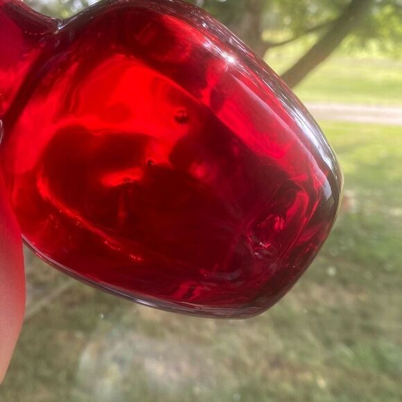 VINTAGE MCM RAINBOW GLASS RED PINCHED DECANTER NO STOPPER (BLENKO ERA) - Picture 6 of 12